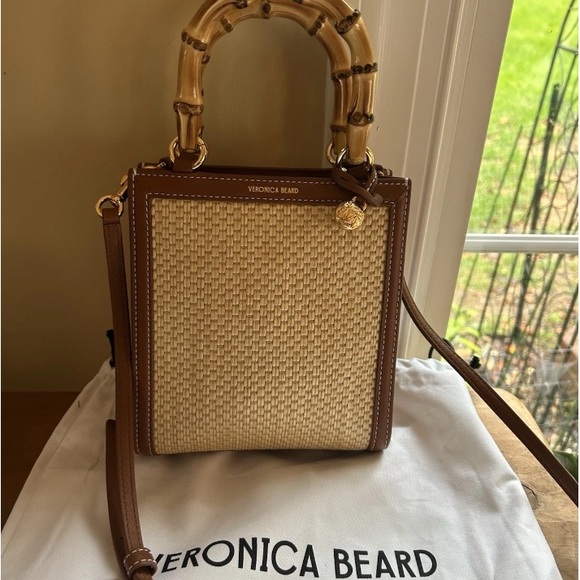Veronica Beard Raffia Bamboo Handle Shopper Tote. NEW WITHOUT TAGS - Picture 6 of 6